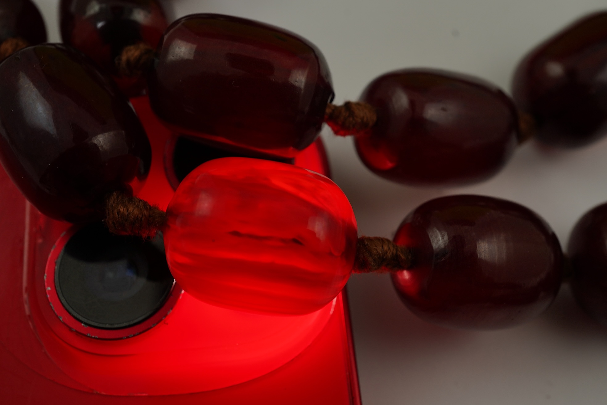 A cherry bakelite 'amber' necklace